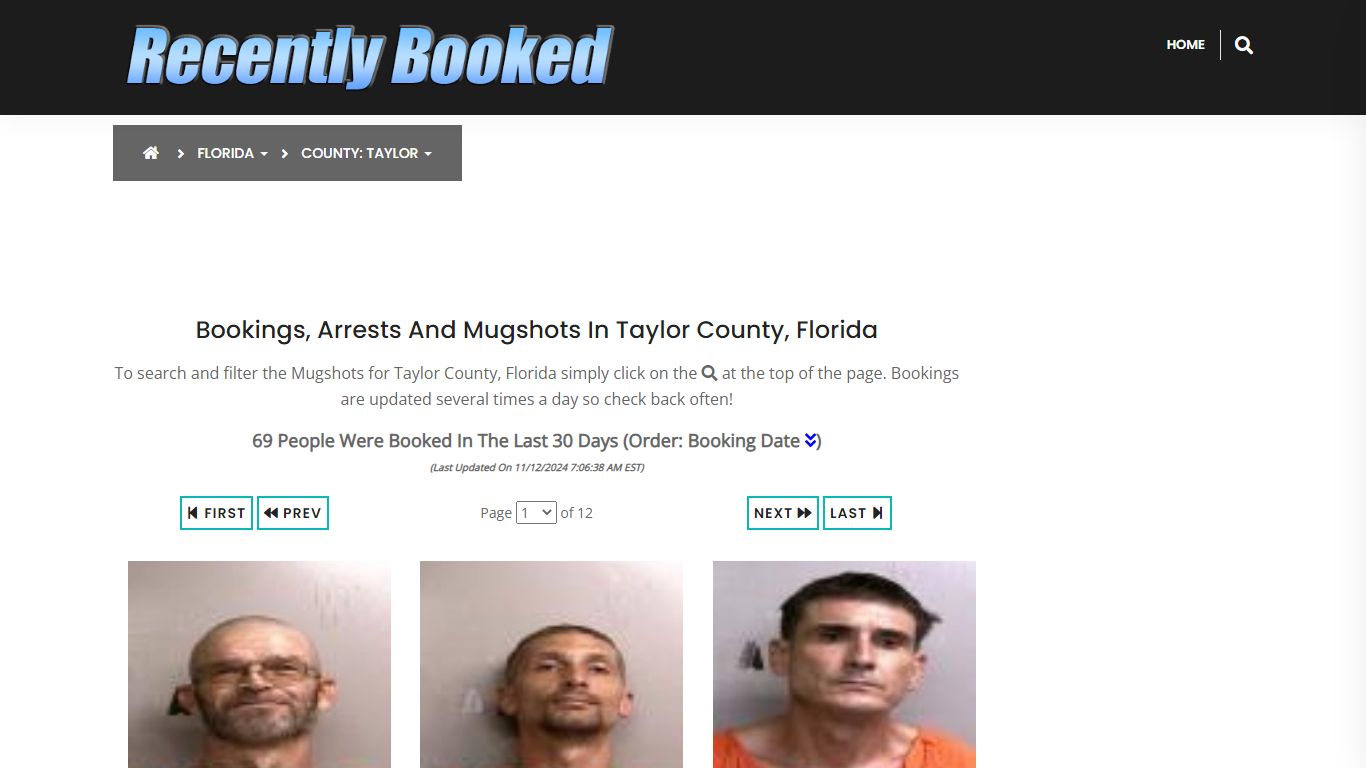 Bookings, Arrests and Mugshots in Taylor County, Florida - Recently Booked