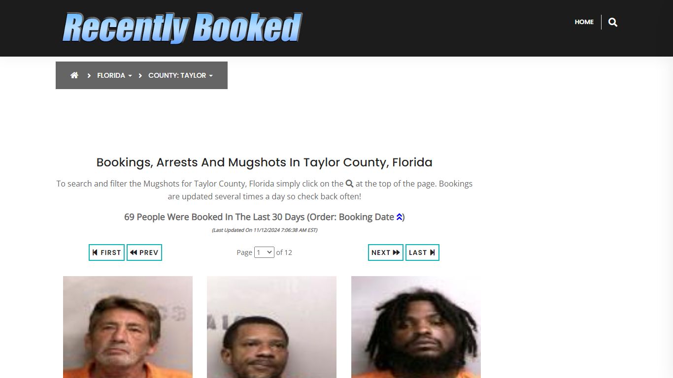 Bookings, Arrests and Mugshots in Taylor County, Florida - Recently Booked